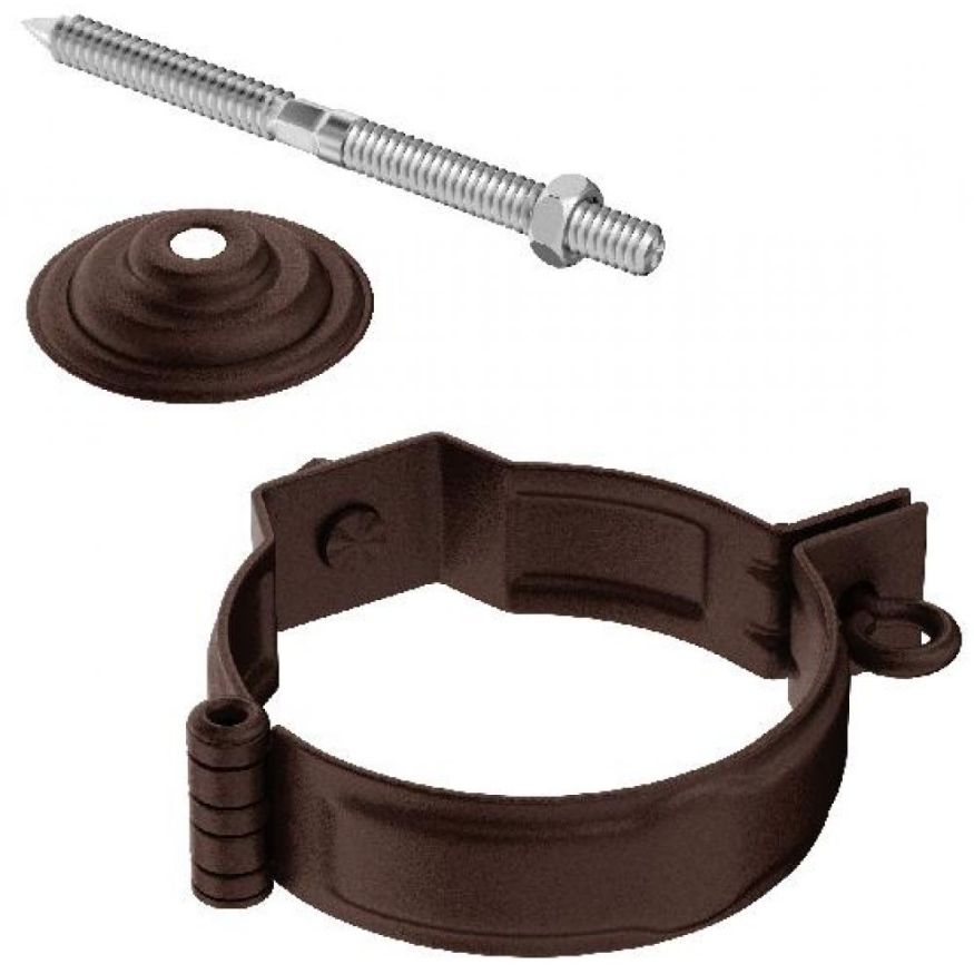 Декоративный хомут для труб Aquasystem с комплектом креплений, RAL 8017 Коричневый матовый 150/100 купить в Москве