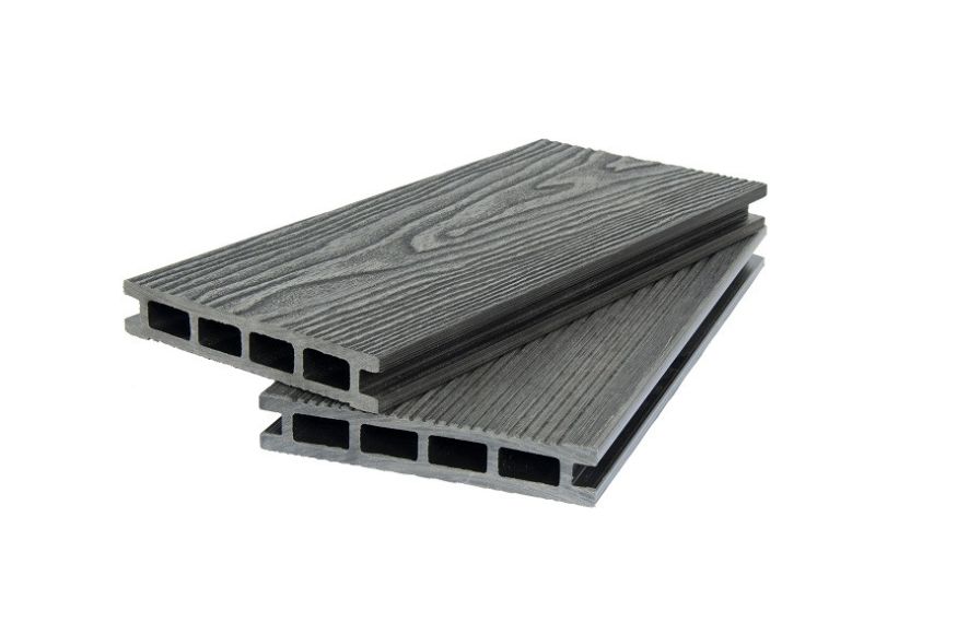 Террасная доска ДПК POLIVAN GROUP 3D+вельвет пустотелая с двухсторонней отделкой DENPASAR черного цвета. купить в Москве