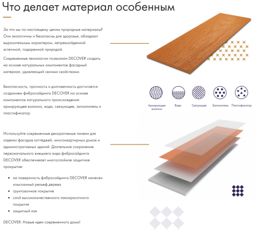 Фибросайдинг DECOVER 3600 x 190 x 8 мм Цвет терракота купить в Москве
