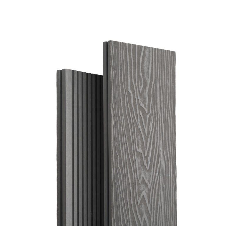 Террасная доска Экодекинг Топ полнотелая, Серый купить в Москве