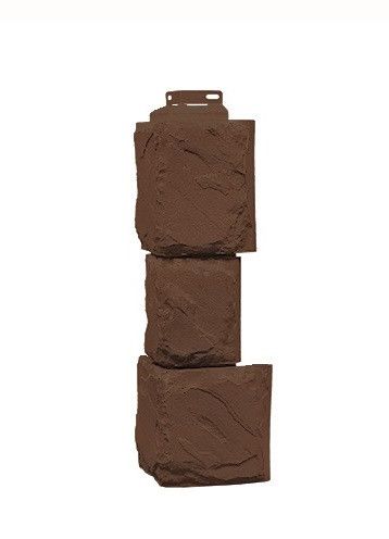 Угол фасадного сайдинга «Камень крупный» коричневого цвета купить в Москве