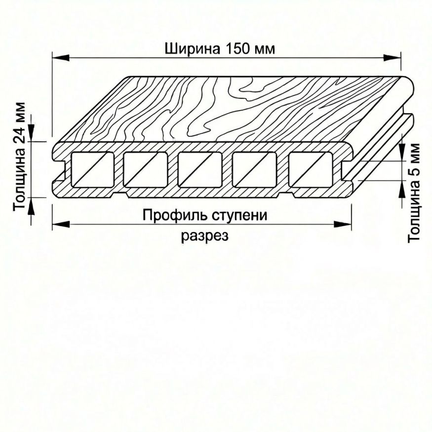 Террасная доска ДПК GardenParkett Патио, Графит купить в Москве