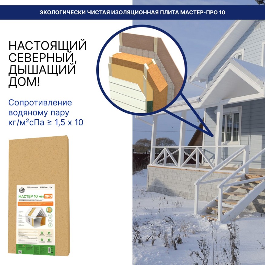 Изоляция хвойная Мастер 10 мм ПРО 1200х600х10 мм (7,2 м²) купить в Москве