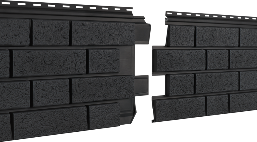 Фасадная панель Ю-пласт Стоун Хаус S-Lock Клинкер Нордик, Графитовый купить в Москве