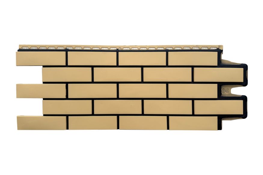 Фасадные панели Grand Line, Клинкерный кирпич Design, Песочный, шов RAL 9005  купить в Москве