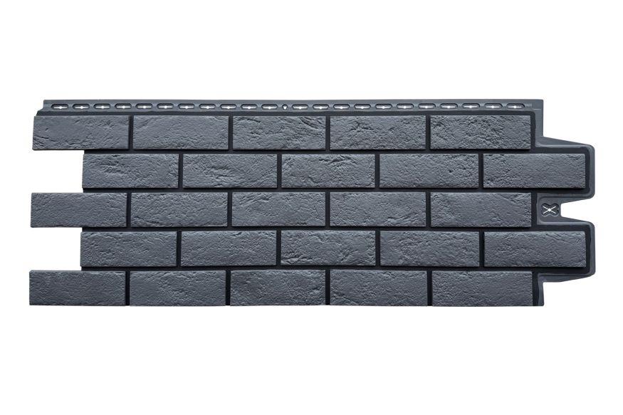 Фасадная панель Grand Line, Состаренный кирпич Design, Графит, шов RAL 9005 купить в Москве