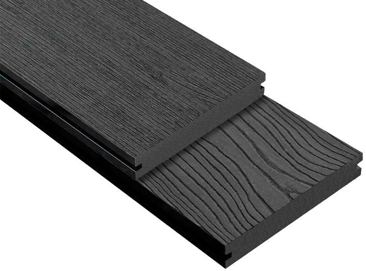 Террасная доска DPK Outdoor 3D полнотелая STORM/OCEAN BLACK черного цвета купить в Москве